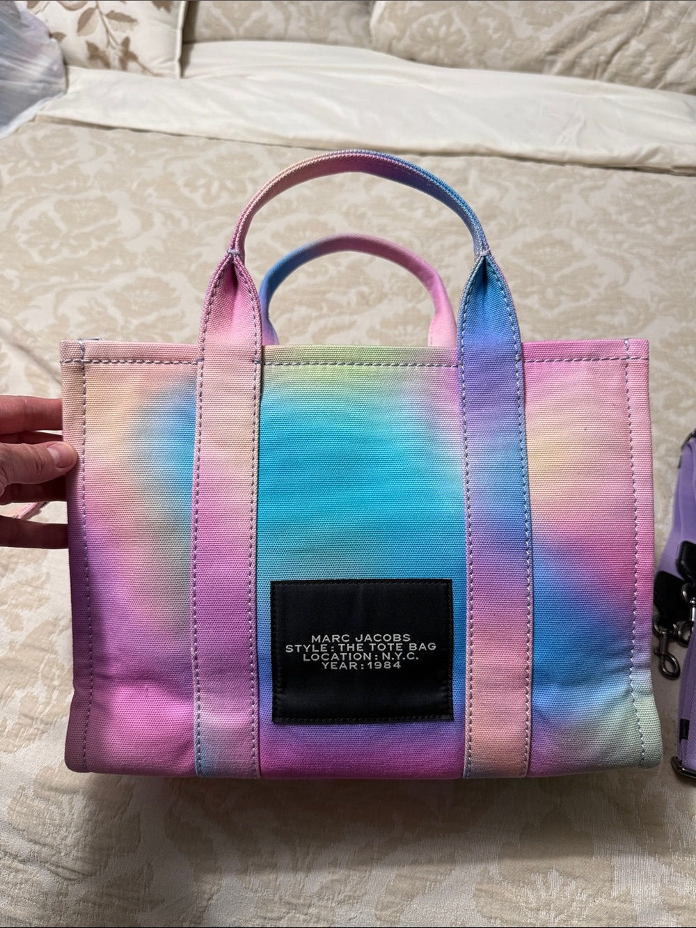 NEW Authentic Medium Marc Jacobs Pastel Tie-Dye Tote in Pink & Blue - Picture 2 of 9